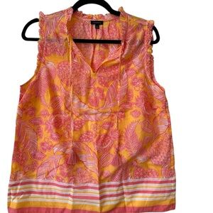 Talbots Vibrant Pink and Yellow Sleeveless Blouse
